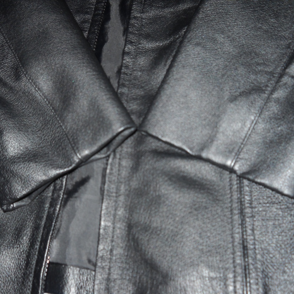 Worthington Genuine Leather Black Jacket EUC Size Small Petite Vintage - Picture 3 of 11